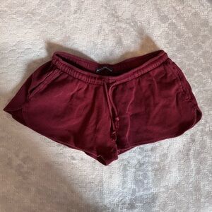 Brandy Melville Maroon Waffle Knit Shorts